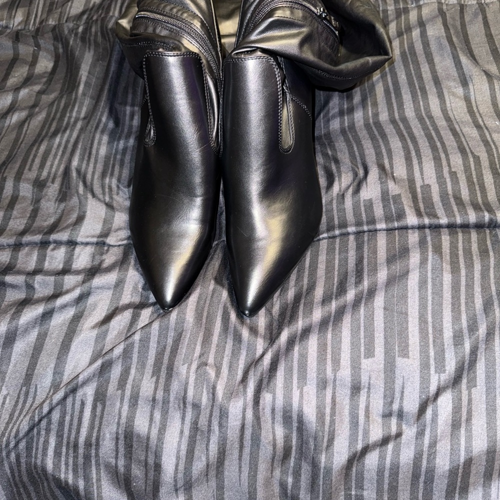 Black Over-the-Knee Women's Boots - Picture 2 of 4